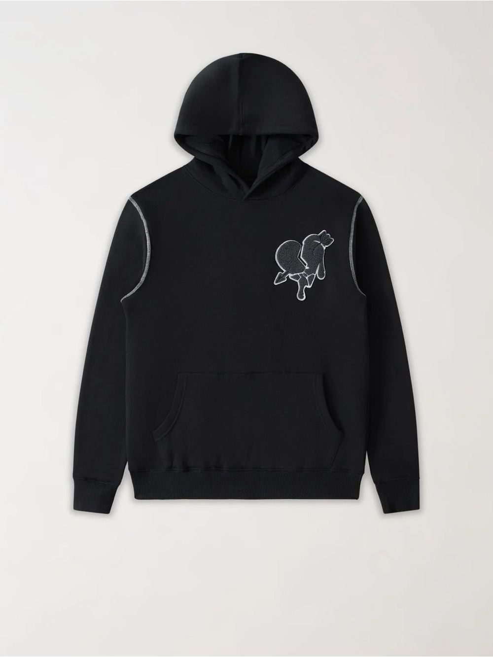 Reason Brand Heartless Chenille Patch Graphic Hoodie - Black